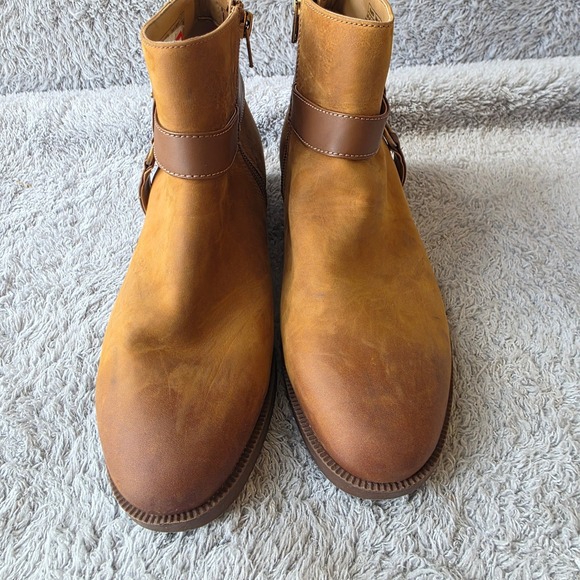 Vionic Rhiannon Cognac Distressed Western Ankle Boots Womens Size 7M Leather NEW - Picture 4 of 8